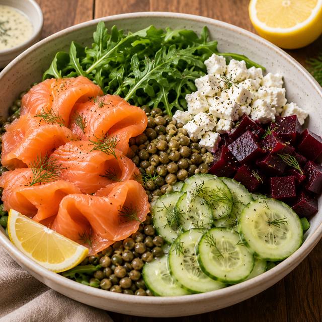 Salade saumon fumé & lentilles